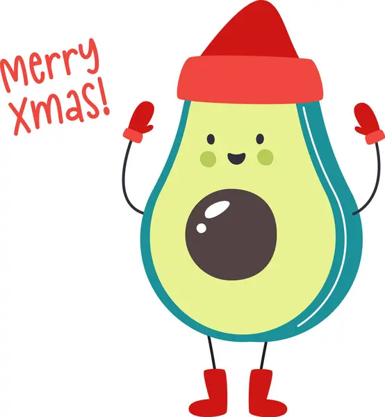 Avocado Christmas Character Vector Illustration — Stock Vector