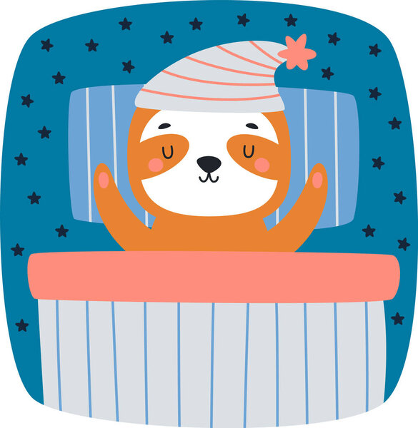 Koala Sleeping In Bed Vector Illustration