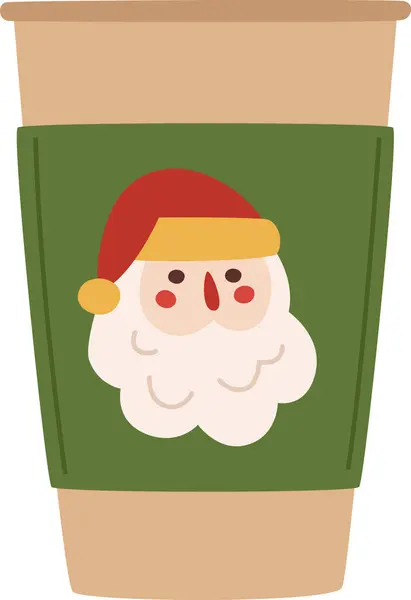 Papírový Šálek Kávy Santa Vektorovou Ilustrací — Stockový vektor