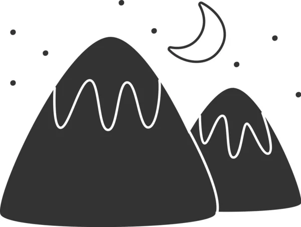 Montanhas Doodle Paisagem Vector Ilustração —  Vetores de Stock