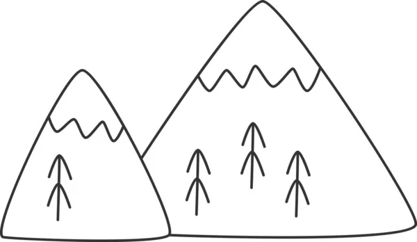 Horské Doodle Krajina Vektorové Ilustrace — Stockový vektor