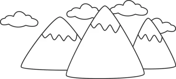 Montagne Doodle Paesaggio Vettoriale Illustrazione — Vettoriale Stock