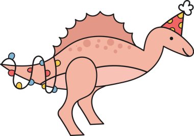 Garland Vektör Resimli Noel Dinozoru