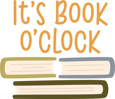 Kitap Oclock Harfli Etiket Vektör İllüstrasyonu