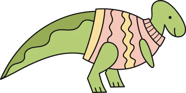 Рождественский Динозавр Векторной Иллюстрацией Свитера — стоковый вектор