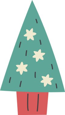 Tencere Vektöründeki Noel Ağacı Çizimi