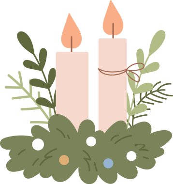 Mum Vektör İllüzyonuyla Noel Çiçeği Dekorasyonu