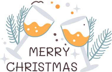 Mutlu Noeller Şarap Kadehleri Yapıştırıcı İllüstrasyonu