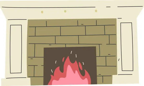 Home Fireplaces Burning Vector Illustration — Stock Vector