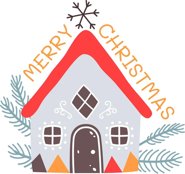 Joyeux Noël Maison Lunettes Autocollant Illustration Vectorielle — Image vectorielle
