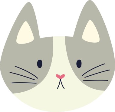 şirin kedi yüzlü vektör çizimi