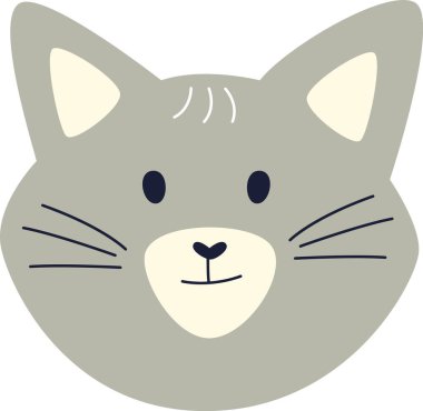 şirin kedi yüzlü vektör çizimi