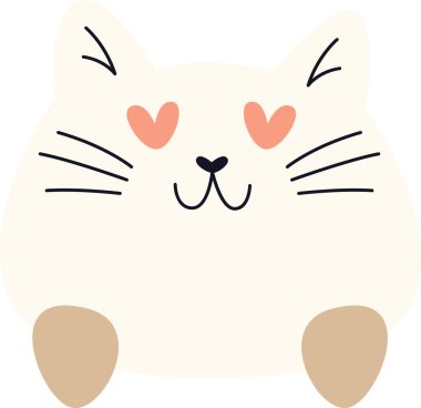 Sevimli Kedi Yüzlü Vektör İllüstrasyonu