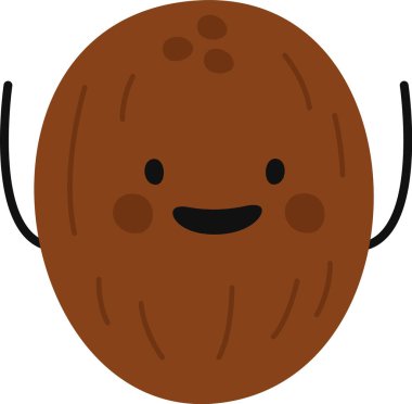 Hindistan cevizi Çizgi Filmi Karakter Vektörü İllüstrasyonu