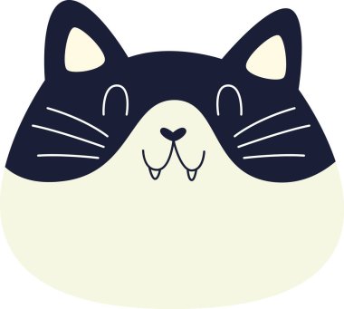 Gülen Kedi Yüzlü Vektör İllüstrasyonu