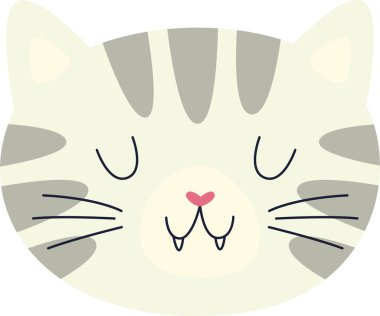 şirin kedi yüzlü vektör çizimi