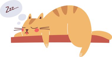 Kedi Hayvanı Uyuyan Vektör İllüstrasyonu