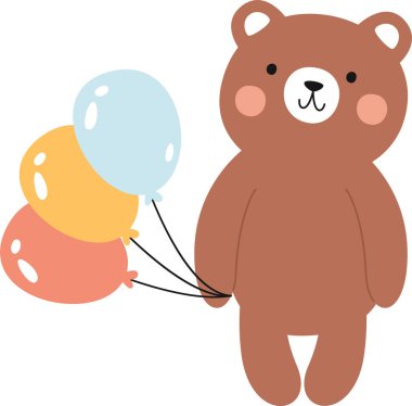 Balon Vektörü İllüstrasyonlu Ayı
