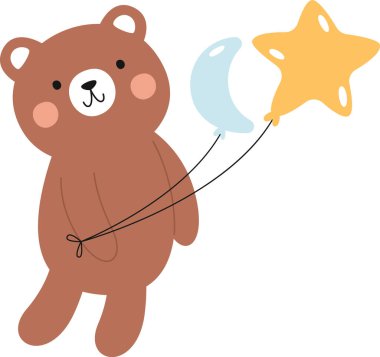 Balon Vektörü İllüstrasyonlu Ayı