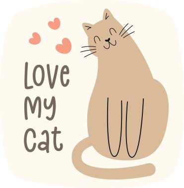 Kedimin Çıkartma Vektör İllüstrasyonunu Sev