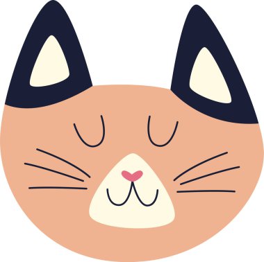 şirin kedi yüzlü vektör çizimi