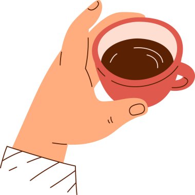 Hand Holding Coffee Cup Vektör İllüstrasyonu