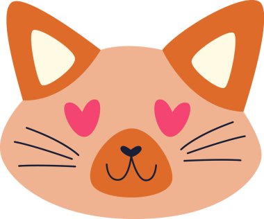 Sevimli Kedi Yüzlü Vektör İllüstrasyonu