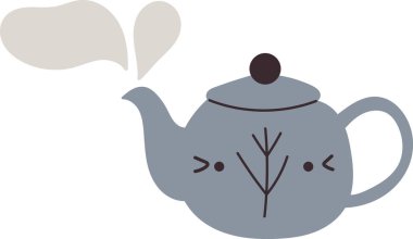 Sıcak Çay Çaydanlığı Vektör İllüstrasyonu