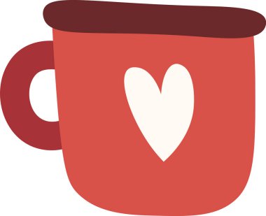 Kalp Vektörü İllüstrasyonlu Kupa