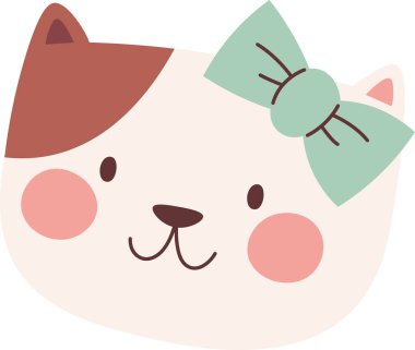 Kedi Kız Yüzlü Vektör İllüstrasyonu