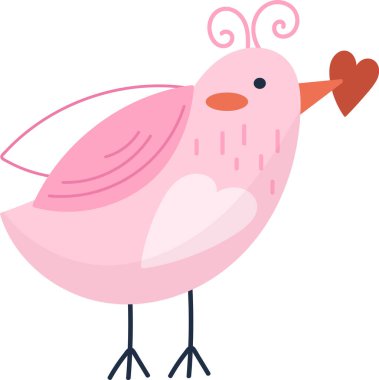 Kuş Tutucu Kalp Vektörü İllüstrasyonu