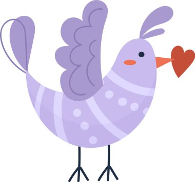 Kuş Tutucu Kalp Vektörü İllüstrasyonu