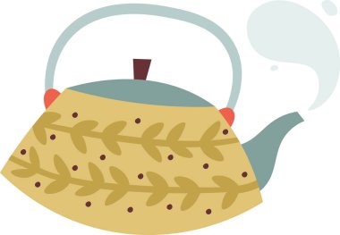 Retro Çaydanlık Utensil Vektör İllüstrasyonu