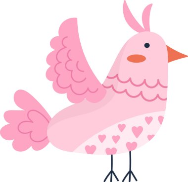 Kuş Sevimli Çizgi Film Vektör İllüstrasyonu