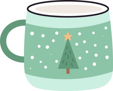 Kışın Şekil Vektörü İllüstrasyonlu Kupa