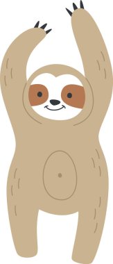 Tembel Hayvan Komik Vektör İllüstrasyonu