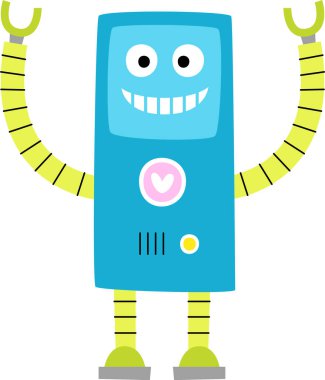 Robot Karakteri Çizgi film Vektör İllüstrasyonu