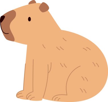 Capybara Hayvan Oturma Vektörü İllüstrasyonu