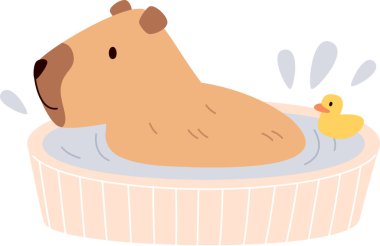 Capybara Bath Vektör Resimlerinde