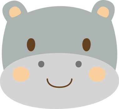 Hippopotamus Hayvan Yüzlü Vektör İllüstrasyonu