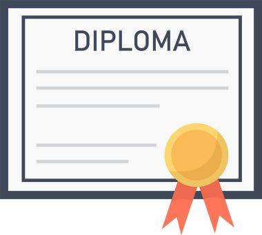 Diploma Belgesi Simgesi Vektör İllüstrasyonu