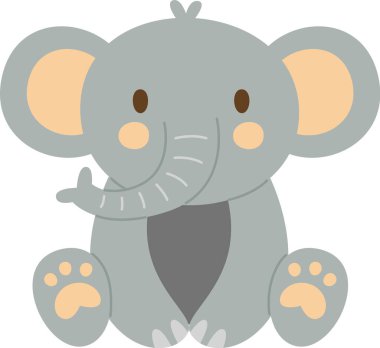 Fil Hayvanı Oturma Vektörü İllüstrasyonu