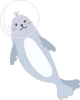 Astronot Deniz Aygırı Hayvan Vektörü İllüstrasyonu