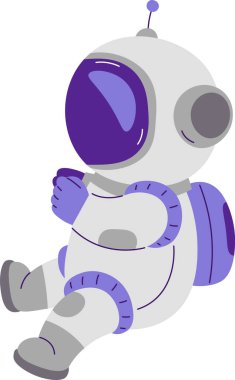 Kostüm Vektörü İllüstrasyonunda Oturan Astronot