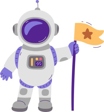 Bayrak Vektörü İllüstrasyonlu Astronot