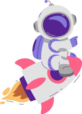 Roket Vektör Resimlerinde Astronot