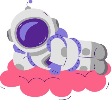 Bulut Vektörü İllüstrasyonunda Yalan Söyleyen Astronot