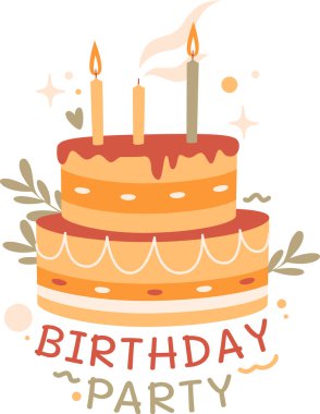 Doğum günü Pasta Harfleri Etiketleme Vektör İllüstrasyonu