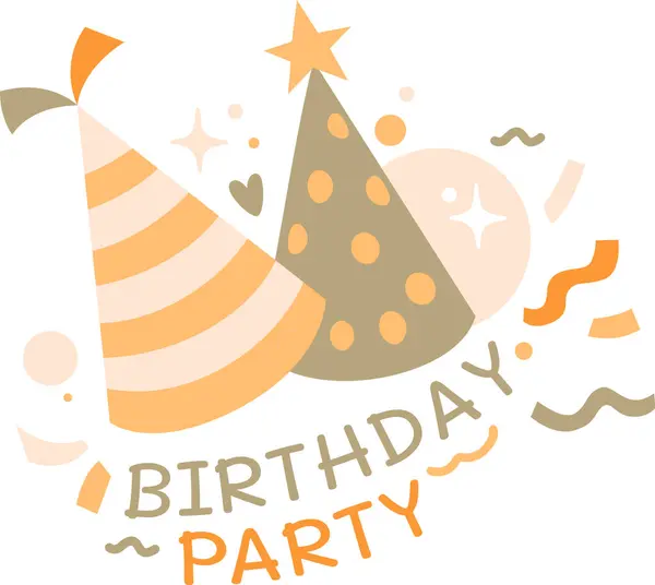 Birthday Party Lettering Sticker Vector Illustration — Stock Vector
