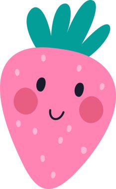 Çilek Çileği Karakteri Vektör İllüstrasyonu